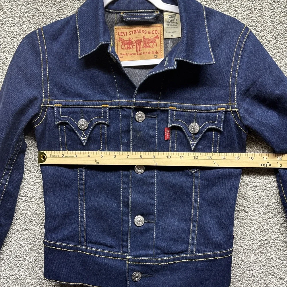Levi's Denim Vintage‎ Jacket Womens XS Dark Blue Type 1 Iconic Trucker Jacket